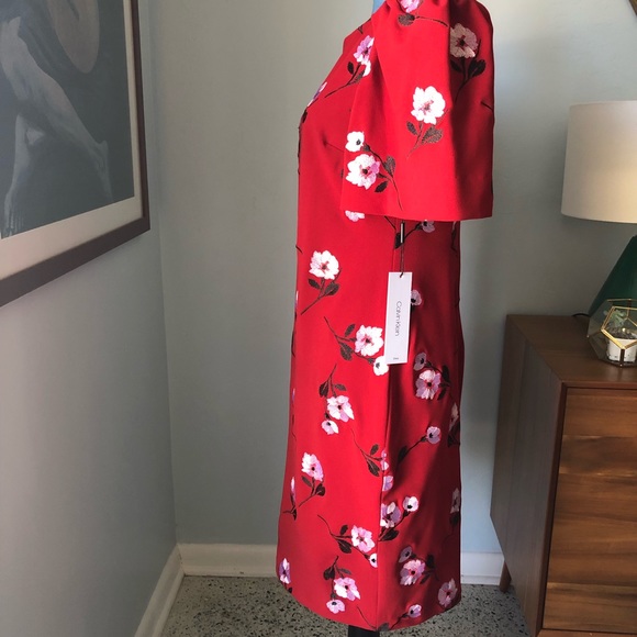Calvin Klein Red Floral Embroidered Dress 10 NWT - Picture 3 of 8